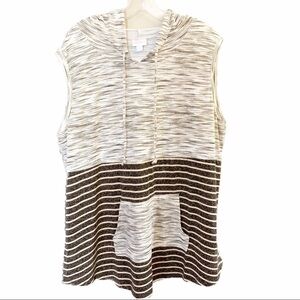 LuLaRoe Brittany Sleeveless Hoodie Kangaroo Pocket Cream Brown Color. Size 2XL